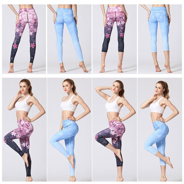 Women Fitness Yoga Pants Slim High waist Sport Leggings Gym Elastic Romantic Printed Long Tights for Running Tummy Control | Vimost Shop.