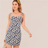 Multicolor Knotted Strap Floral Print Cami Pencil Dress Women Summer Sleeveless Bodycon Bohemian Mini Dresses | Vimost Shop.