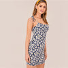 Multicolor Knotted Strap Floral Print Cami Pencil Dress Women Summer Sleeveless Bodycon Bohemian Mini Dresses | Vimost Shop.