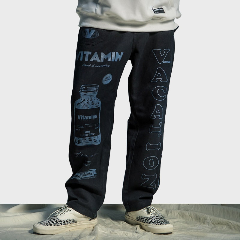 Men High Street Elastic Waist Fashion Baggy Hip Hop Style Men Streetwear | Vimost Shop.