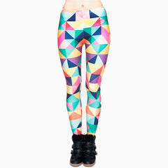 Fashion Triangles Color Printing Legins Womens Legging Stretchy Trousers Casual Pants Leggings Free shipping