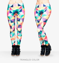 Fashion Triangles Color Printing Legins Womens Legging Stretchy Trousers Casual Pants Leggings Free shipping