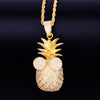 Gold Color Pineapple shape Necklace & Pendant With 4mm Tennis Chain  AAA Cubic Zircon Men's Women Hip hop Rock Jewelry 2.4x5.8CM | Vimost Shop.