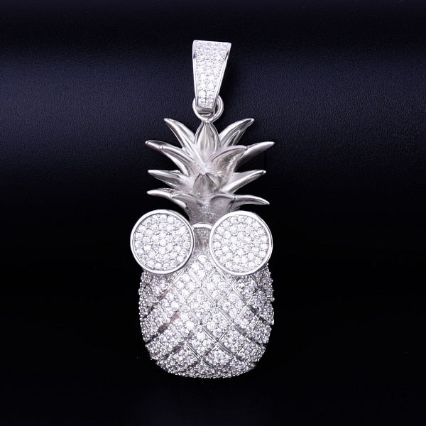 Gold Color Pineapple shape Necklace & Pendant With 4mm Tennis Chain AAA Cubic Zircon Men's Women Hip hop Rock Jewelry 2.4x5.8CM | Vimost Shop.