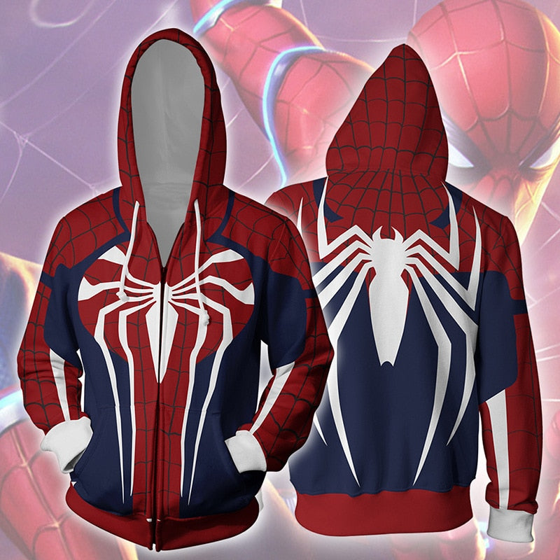 Superhero Iron Man Spiderman Clothes Mens Hoodies Zipper Sweatshirt 3D Peter Parker Miles Morales Hoodie Jackets Casual Coats | Vimost Shop.