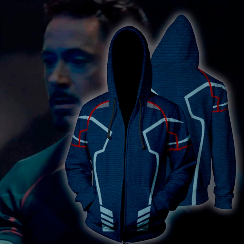 Superhero Iron Man Spiderman Clothes Mens Hoodies Zipper Sweatshirt 3D Peter Parker Miles Morales Hoodie Jackets Casual Coats | Vimost Shop.