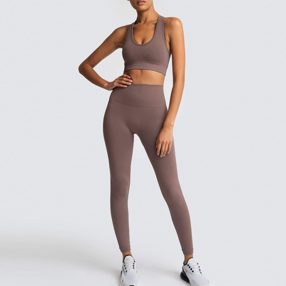Seamless Gym Set Nylon Woman Sportswear 2 Piece Exercise Leggings Padded Sports Bras Women Fitness Wear Yoga Sets Sports Suits | Vimost Shop.