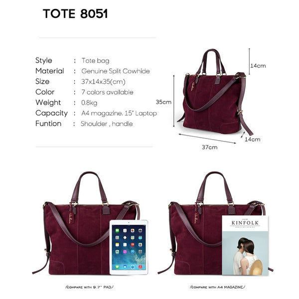 Women Real Split Suede Leather Shoulder Tote Bag Fashion Female Large Leisure Nubuck Casual Handbag Travelling Top handle Bags | Vimost Shop.