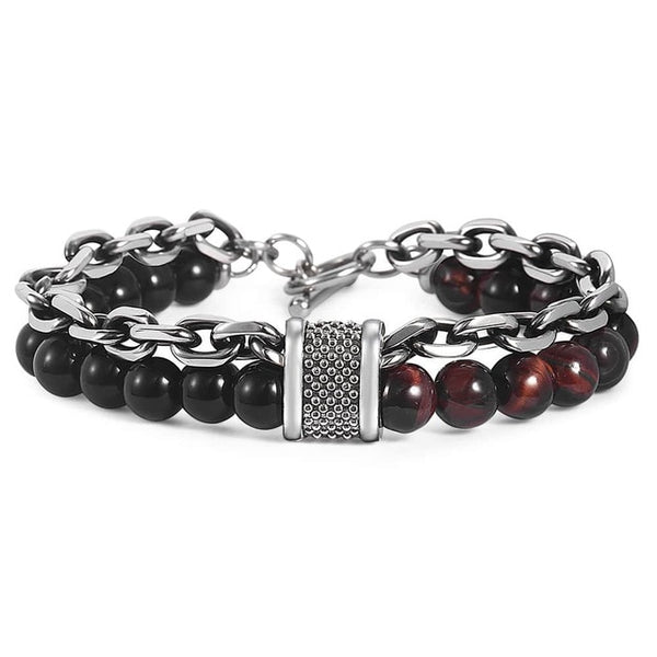 Natural Tiger Eye Stone Bracelet Men Stainless Steel Beaded Bracelets Male Jewelry Lava Map Stone Drop Shipping D | Vimost Shop.