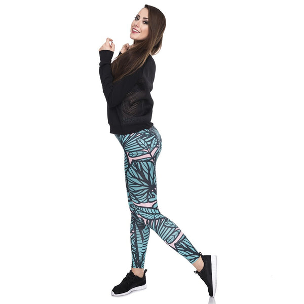 Leggins mujer Green Tropical Leaves Printing legging feminina leggins fitness Woman Pants workout leggings | Vimost Shop.