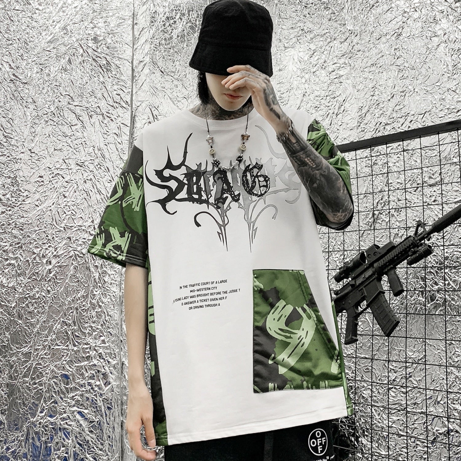 Hip Hop Color Block Character Print Mens T Shirt Harajuku Streetwear Tops Fashion Casual Cotton Short Sleeve | Vimost Shop.