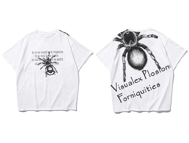Hip Hop T Shirt Men Spider Letter Printed Dark Tshirt Fashion Summer Loose Casual Tops Oversized Streetwear | Vimost Shop.