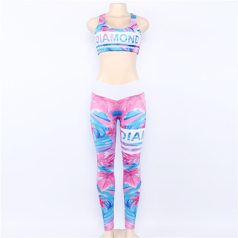 3d Printed Letter Yoga Set Running Sport Set Women Jogging Suits Fitness Clothing Sexy Women 2 Piece Workout Sets | Vimost Shop.