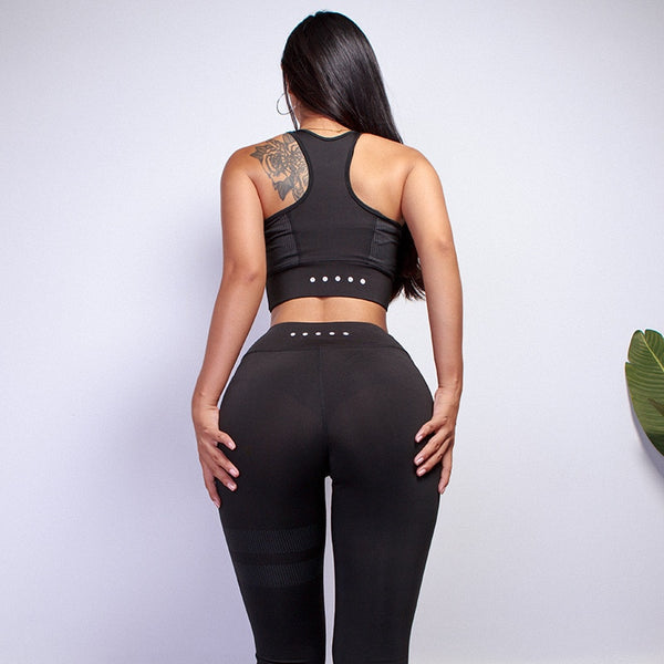 High Waist 2 Piece Fitness Set Women New Seamless Leggings Push Up Yoga Suit Woman Gym Running Sportswear For Ladies | Vimost Shop.