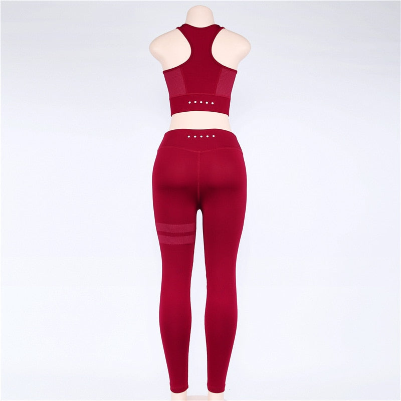 High Waist 2 Piece Fitness Set Women New Seamless Leggings Push Up Yoga Suit Woman Gym Running Sportswear For Ladies | Vimost Shop.