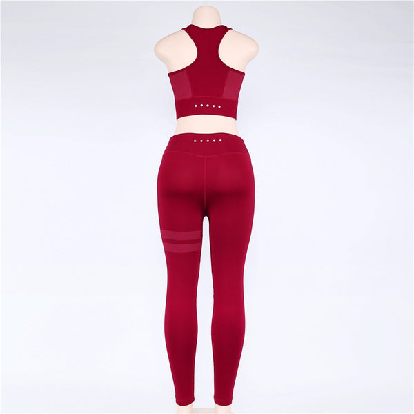 High Waist 2 Piece Fitness Set Women New Seamless Leggings Push Up Yoga Suit Woman Gym Running Sportswear For Ladies | Vimost Shop.