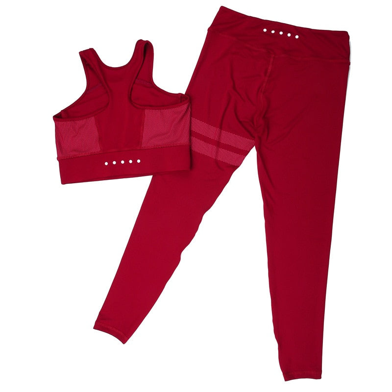 High Waist 2 Piece Fitness Set Women New Seamless Leggings Push Up Yoga Suit Woman Gym Running Sportswear For Ladies | Vimost Shop.