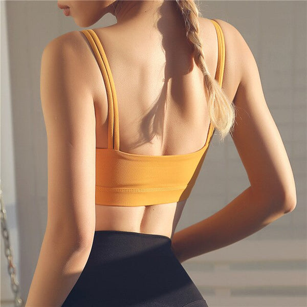 Style Yoga Sports Bra Women's Doubles Spaghetti Straps Fitness Crop Tops Camisole Running Vest Beauty Back Sports Underwear | Vimost Shop.