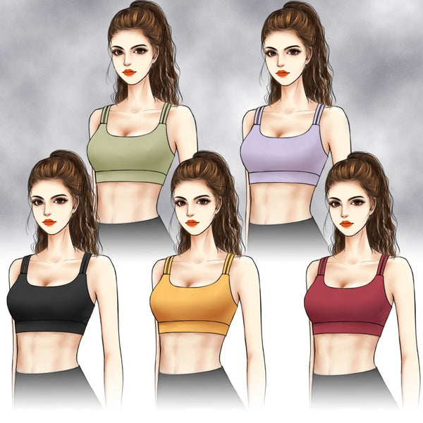 Style Yoga Sports Bra Women's Doubles Spaghetti Straps Fitness Crop Tops Camisole Running Vest Beauty Back Sports Underwear | Vimost Shop.