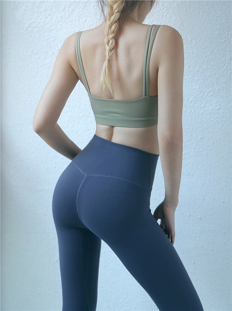 Style Yoga Sports Bra Women's Doubles Spaghetti Straps Fitness Crop Tops Camisole Running Vest Beauty Back Sports Underwear | Vimost Shop.