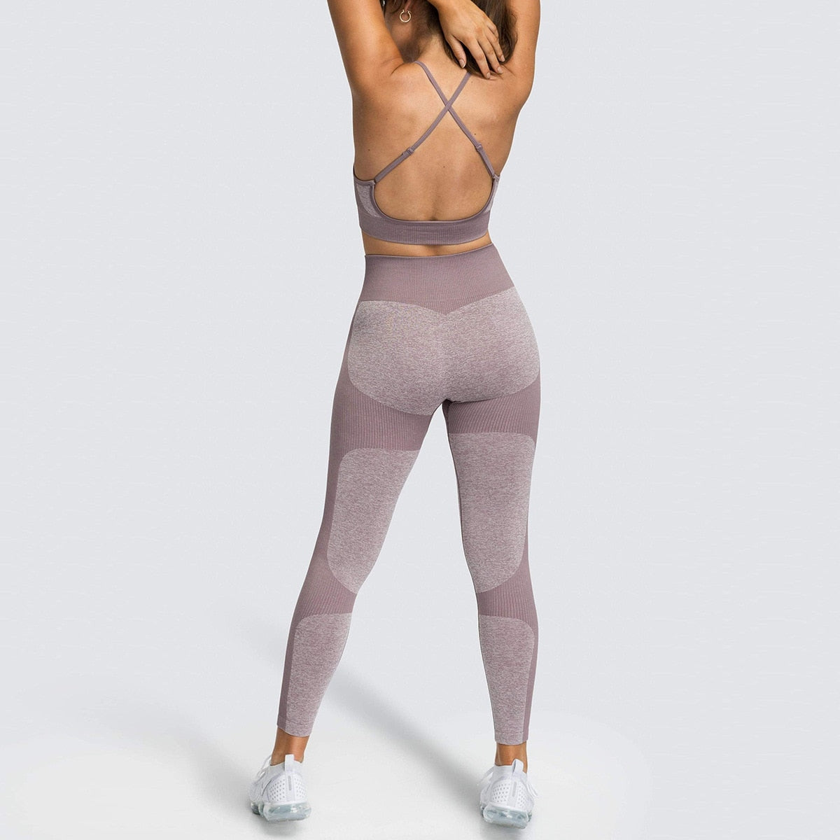 Lycra Seamless Yoga Set Women Fitness Bra Top Sportswear Woman Gym Leggings Push Up Strappy Sexy Sports Suits workout set | Vimost Shop.