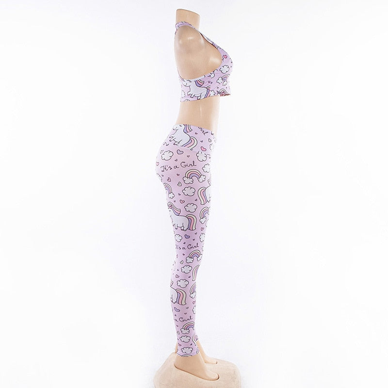 2PCS Cartoon Yoga Set Women's Sport Bra&Pants Suit Sportswear Pink Top Yoga Leggings Fitness Sports Clothing | Vimost Shop.