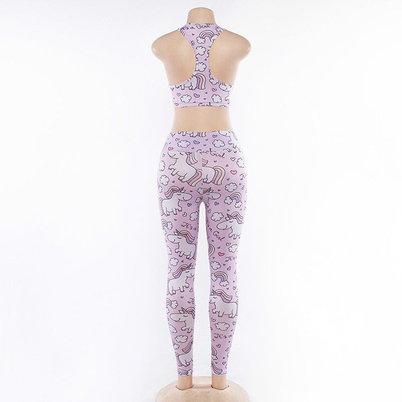 2PCS Cartoon Yoga Set Women's Sport Bra&Pants Suit Sportswear Pink Top Yoga Leggings Fitness Sports Clothing | Vimost Shop.