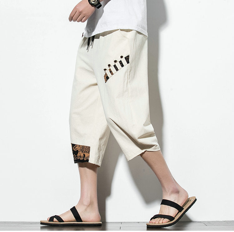 Streetwear Summer Cotton Harem Pants Men Casual Hip Hop Trousers Drawstring Loose Calf-Length Pants Joggers Size 5XL | Vimost Shop.