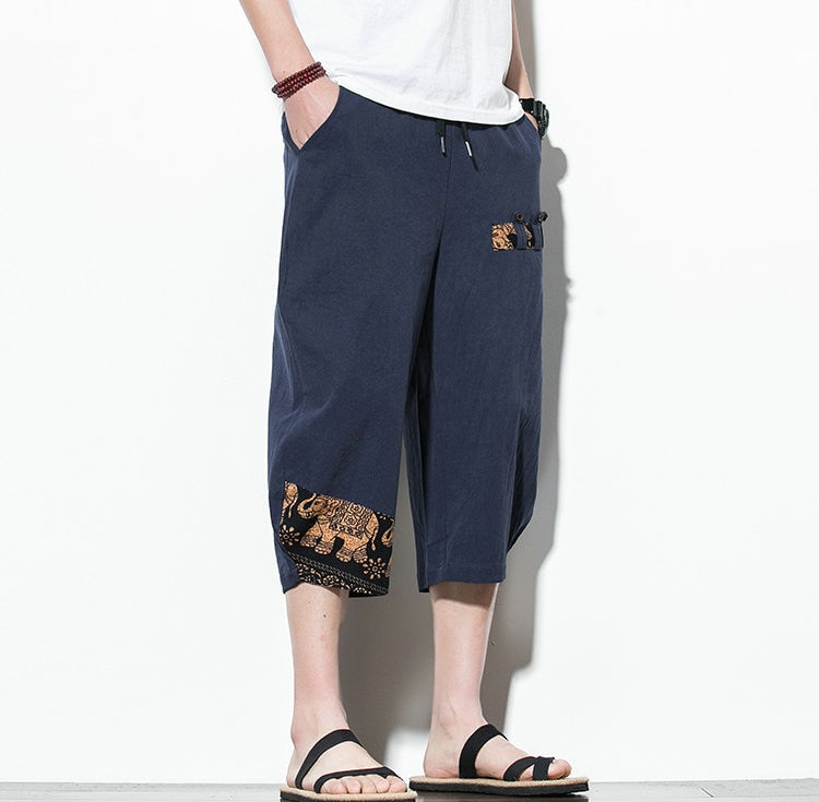 Streetwear Summer Cotton Harem Pants Men Casual Hip Hop Trousers Drawstring Loose Calf-Length Pants Joggers Size 5XL | Vimost Shop.