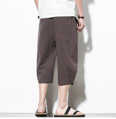 Streetwear Summer Cotton Harem Pants Men Casual Hip Hop Trousers Drawstring Loose Calf-Length Pants Joggers Size 5XL