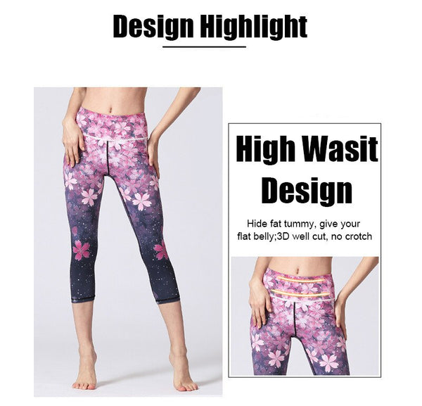 Women Fitness Yoga Pants Slim High waist Sport Leggings Gym Elastic Romantic Printed Long Tights for Running Tummy Control | Vimost Shop.