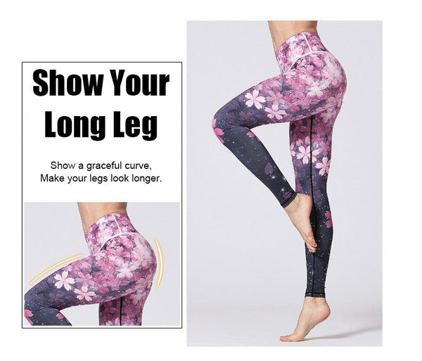 Women Fitness Yoga Pants Slim High waist Sport Leggings Gym Elastic Romantic Printed Long Tights for Running Tummy Control | Vimost Shop.