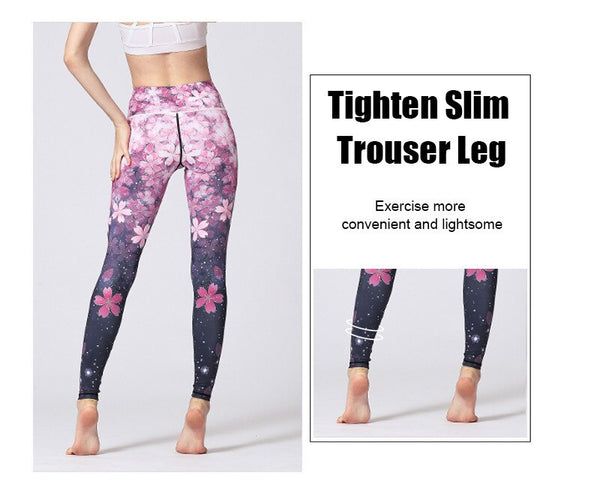 Women Fitness Yoga Pants Slim High waist Sport Leggings Gym Elastic Romantic Printed Long Tights for Running Tummy Control | Vimost Shop.