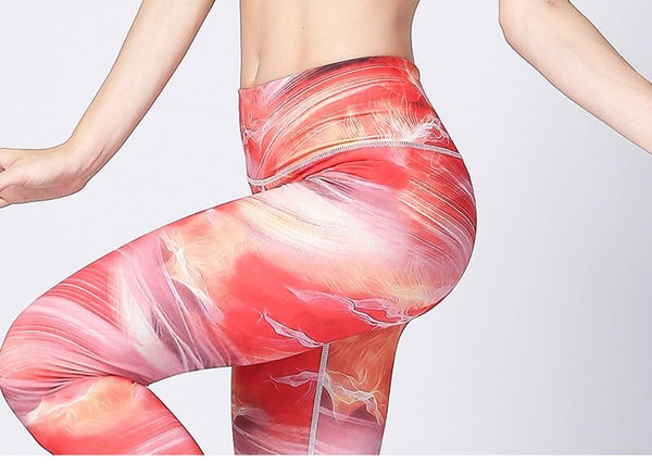 Women Fitness Yoga Pants Slim High waist Sport Leggings Gym Elastic Romantic Printed Long Tights for Running Tummy Control | Vimost Shop.