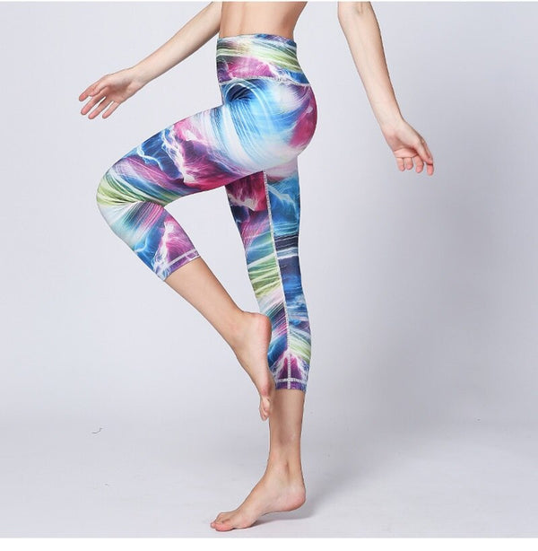 Women Fitness Yoga Pants Slim High waist Sport Leggings Gym Elastic Romantic Printed Long Tights for Running Tummy Control | Vimost Shop.