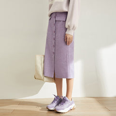 Spring French A-word Half Skirt  Women High Waist Plaid Knee-Length Skirt