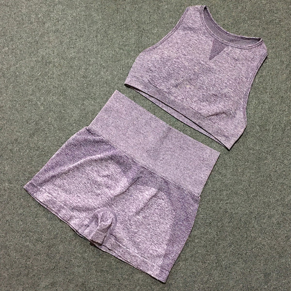 2pcs yoga sets woman sportswear stretch gym shorts | Vimost Shop.