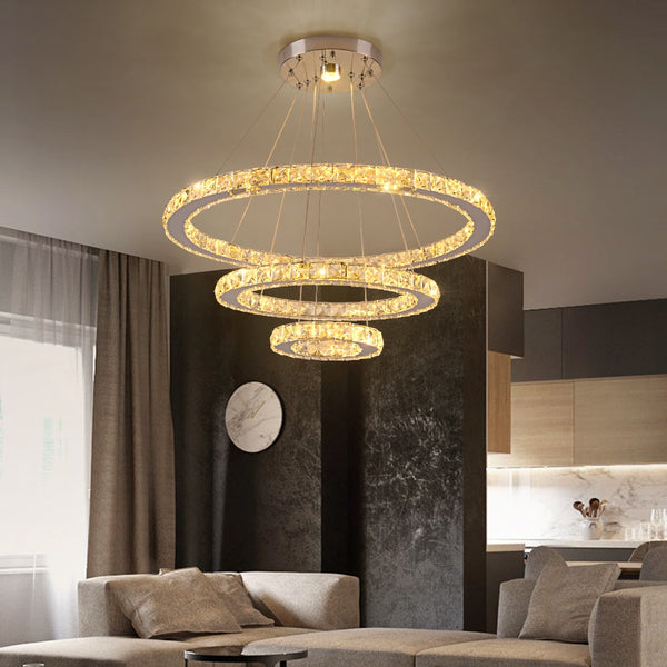 Modern K9 Crystal Led Chandelier Lights Home Lighting Chrome Lustre Chandeliers Ceiling Pendant Fixtures  For Living Room | Vimost Shop.