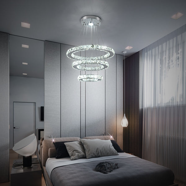 Modern K9 Crystal Led Chandelier Lights Home Lighting Chrome Lustre Chandeliers Ceiling Pendant Fixtures  For Living Room | Vimost Shop.