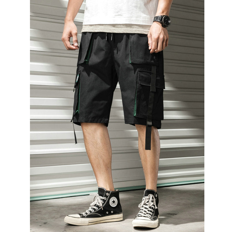 Streetwear Summer Casual Shorts Men Fashion Ribbons Pockets Cargo Shorts Bermuda Solid Hip Hop Men's Shorts | Vimost Shop.