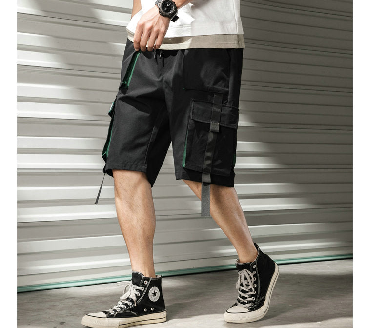 Streetwear Summer Casual Shorts Men Fashion Ribbons Pockets Cargo Shorts Bermuda Solid Hip Hop Men's Shorts | Vimost Shop.