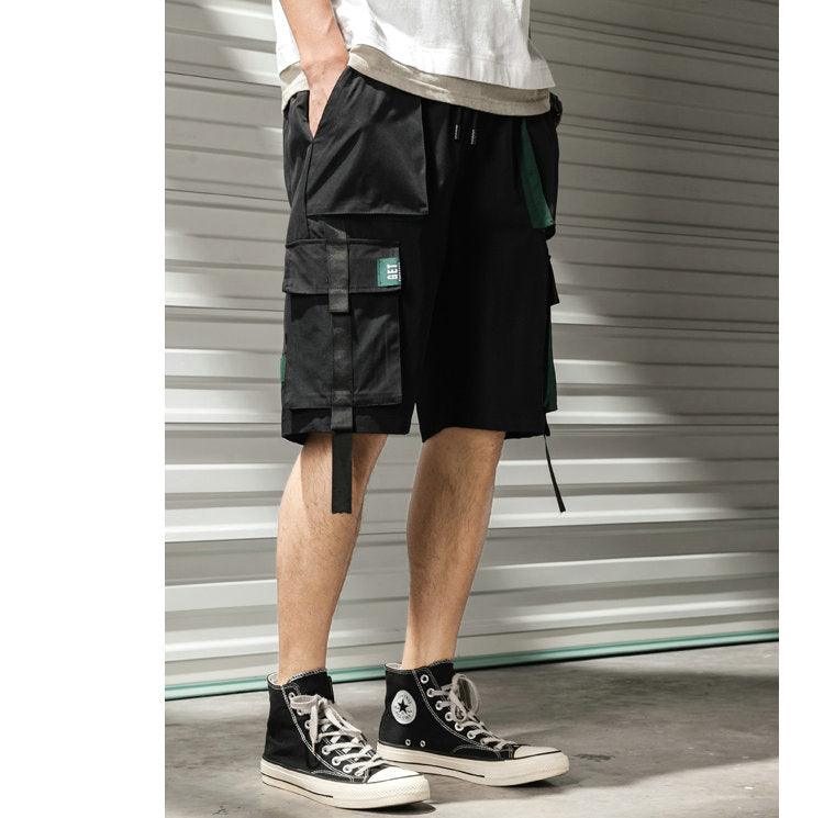 Streetwear Summer Casual Shorts Men Fashion Ribbons Pockets Cargo Shorts Bermuda Solid Hip Hop Men's Shorts | Vimost Shop.
