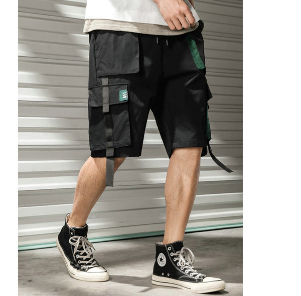 Streetwear Summer Casual Shorts Men Fashion Ribbons Pockets Cargo Shorts Bermuda Solid Hip Hop Men's Shorts | Vimost Shop.