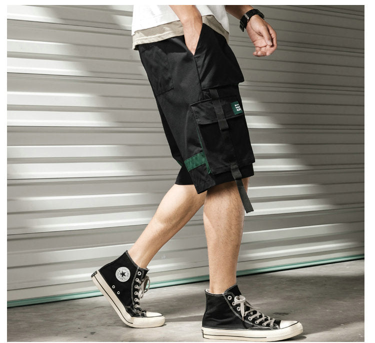 Streetwear Summer Casual Shorts Men Fashion Ribbons Pockets Cargo Shorts Bermuda Solid Hip Hop Men's Shorts | Vimost Shop.