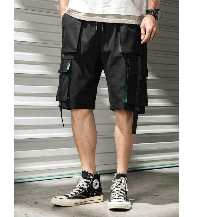 Streetwear Summer Casual Shorts Men Fashion Ribbons Pockets Cargo Shorts Bermuda Solid Hip Hop Men's Shorts | Vimost Shop.
