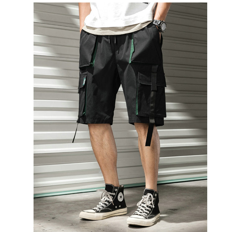 Streetwear Summer Casual Shorts Men Fashion Ribbons Pockets Cargo Shorts Bermuda Solid Hip Hop Men's Shorts | Vimost Shop.