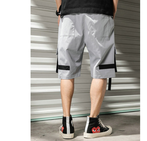 Streetwear Summer Casual Shorts Men Fashion Ribbons Pockets Cargo Shorts Bermuda Solid Hip Hop Men's Shorts | Vimost Shop.
