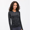 Seamless Slim Fit Yoga Shirts Workout Long Sleeved Shirts Women O-neck Sports Gym Fitness Tops with Thumb Holes Workout Top | Vimost Shop.