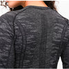 Seamless Slim Fit Yoga Shirts Workout Long Sleeved Shirts Women O-neck Sports Gym Fitness Tops with Thumb Holes Workout Top | Vimost Shop.