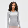 Seamless Slim Fit Yoga Shirts Workout Long Sleeved Shirts Women O-neck Sports Gym Fitness Tops with Thumb Holes Workout Top | Vimost Shop.